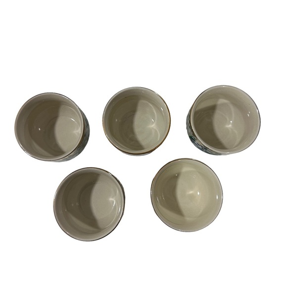 Vtg Kutani Tea Set of 7 Shobu Yunomi Yaki Gold Gilt Green Blue Tea Pot Cups Bowl - Picture 11 of 16